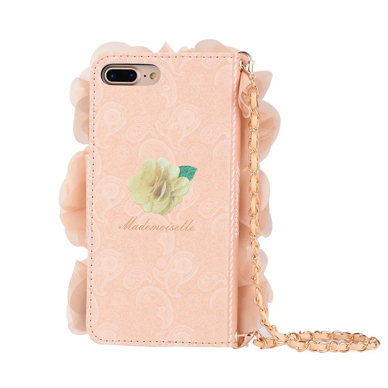 Роскошный цветок розы кожаный кошелек флип чехол для телефона чехол для iPhone 6 6s 7 8 Plus X XR XS 11 Pro Max Chain Bag Coque