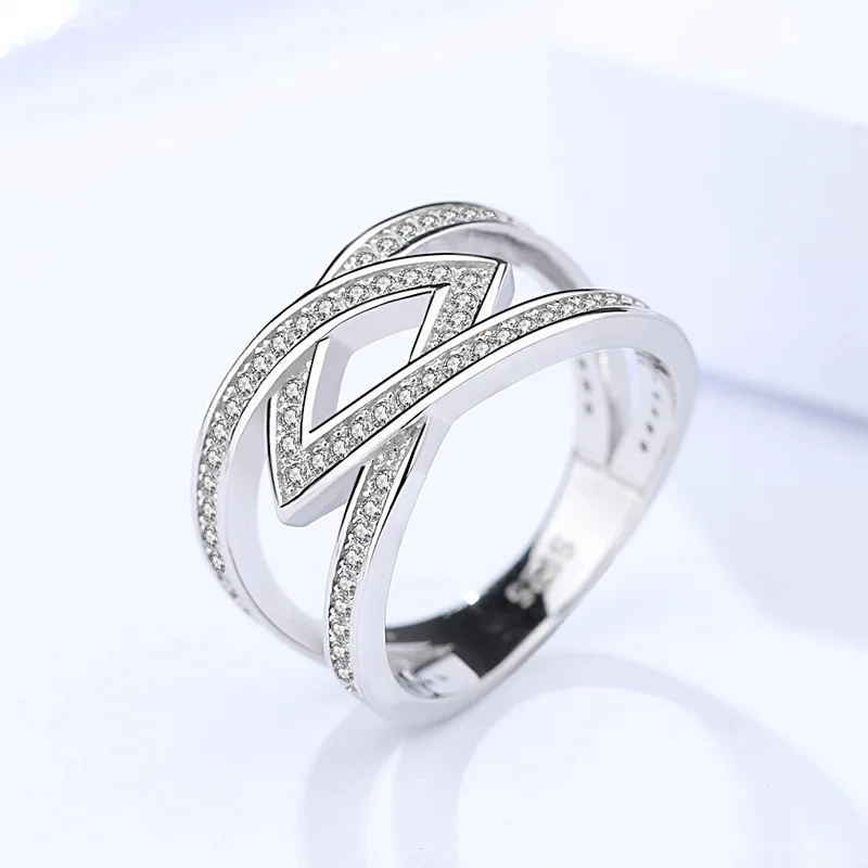 

Fashion 100% genuine 925 Sterling Silver Rings For Women Retro cubic zirconia stone S925 silver ring for ladies