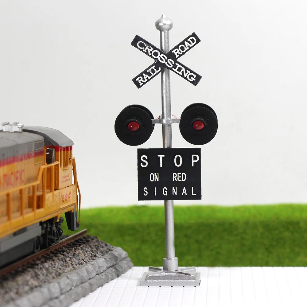 

JTD87RP 1set HO Scale Railroad Crossing Signals LED Head 12v Model Traffic Singal and Circuit Board Flasher
