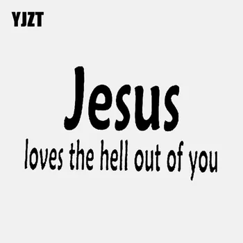

YJZT 13.7CM*8.2CM Christian Car Sticker Vinyl Decal Jesus loves the hell out of you Black/Silver C3-1275