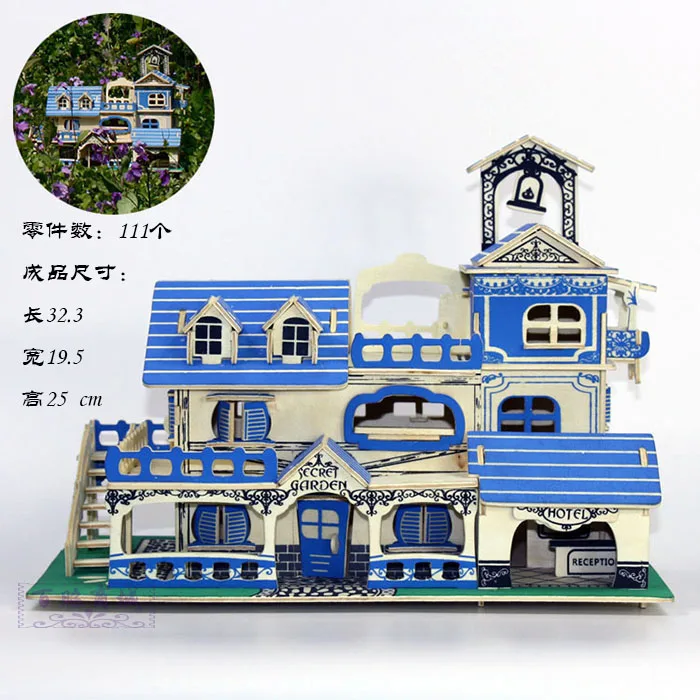 3D деревянный модель DIY игрушка-головоломка подарок для детей собрать Beach House вилла Очаровательная Эгейское море дерево игры ремесло Строите...