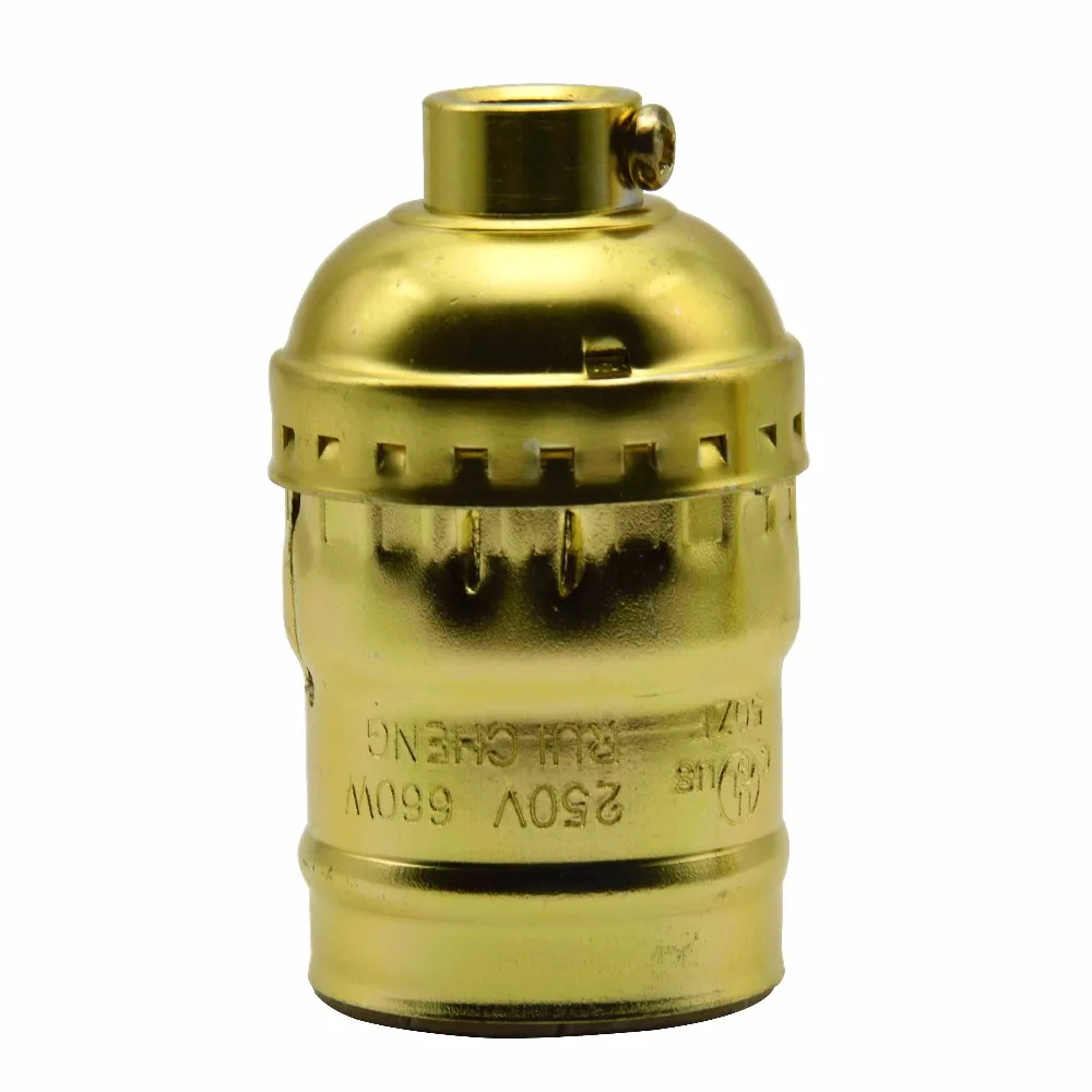 Vintage Edison Bulb Socket E26 E27 Lamp Holder Gold Retro Aluminium