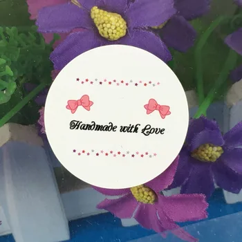

500PC/Lot Sticker Labels 3.5cm Paper Strip"Handmade With Love" Sticker Labels Adhesive Seal Label For Bag/Cup/Envelop