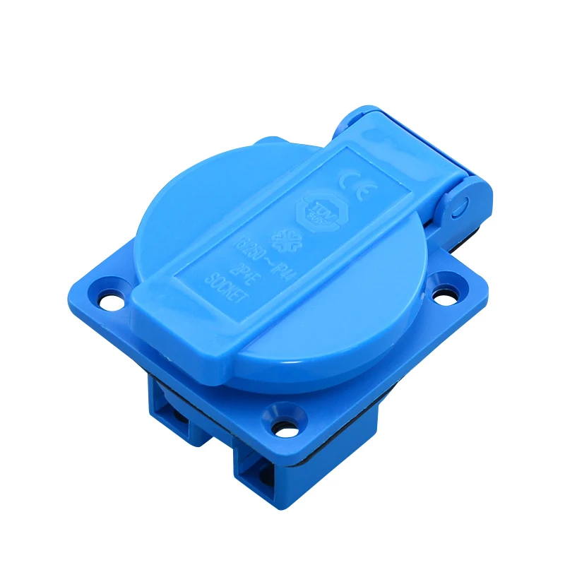 

Bathroom Kitchen Waterproof Socket 16A 250V Blue Generator Control Panel Germany Waterproof European Dust Socket