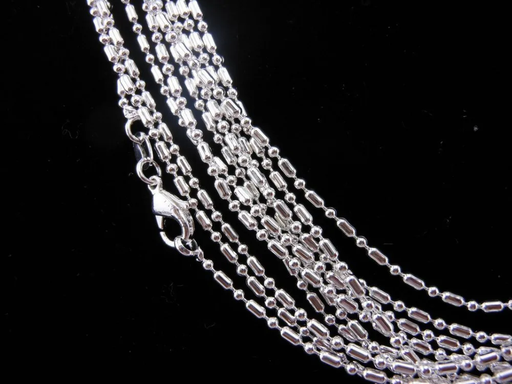 

ddh001987 wholesale Lots 50pcs 16" Bulk Silver Plated 1MM Columnar Join Ball Necklace Chain 28% Discount 5.6