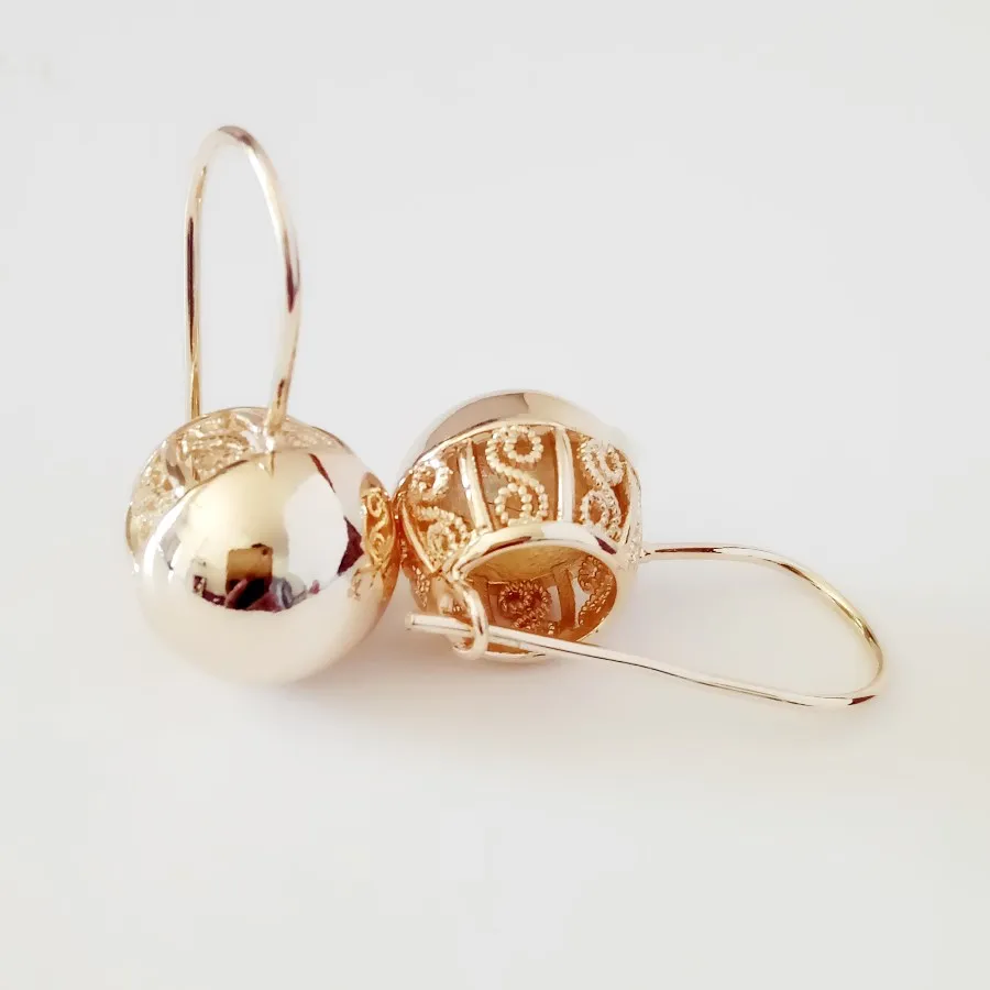 

New Arrival Earring Fashion Drop Earrings 585 Rose Gold Color Jewelry Round Shaped Luxury Women Earrings