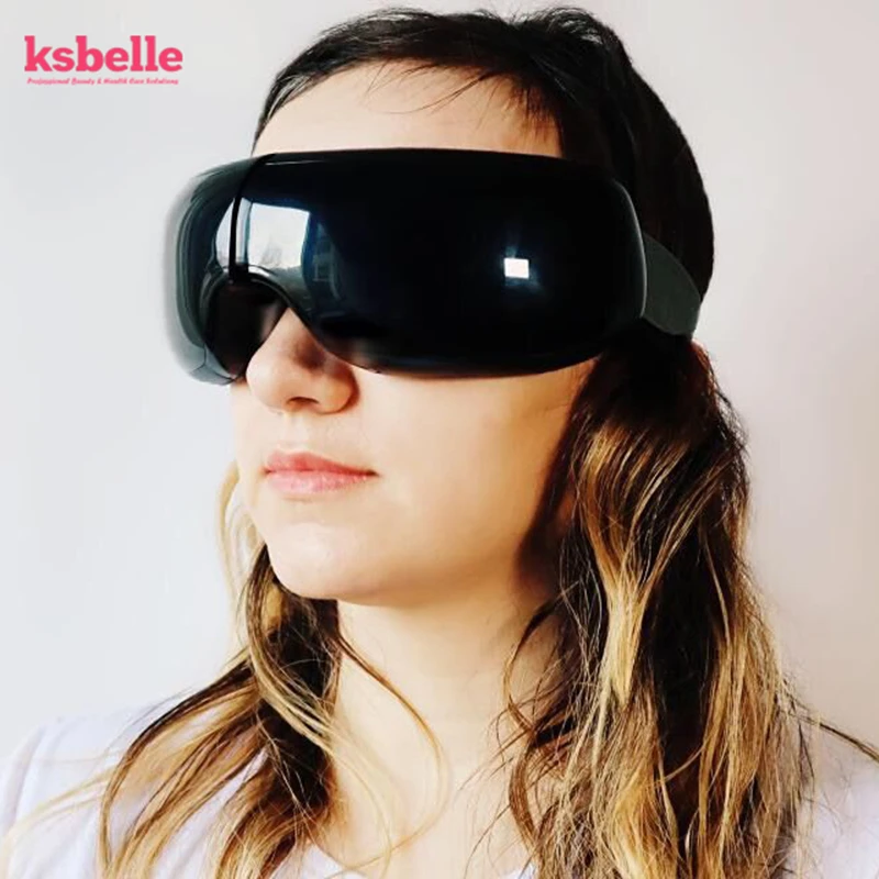 Comprar Masajeador de ojos inteligente Anti arrugas masaje de ojos para ojos agotados compresión de aire gafas calentadas ojeras quitar con estuche de viaje