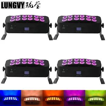 

Free Shipping 4pcs/Lot Wireless Uplighting RGBWA UV 12*18W DJ Equipment Battery Powered LED Disco Wall Washer Wedding Uplights
