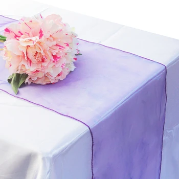 

Free shipping 25pcs 12"x108" Cadbury Purple Organza Table Runners Wedding Party Supply Decorations ,discount and best service