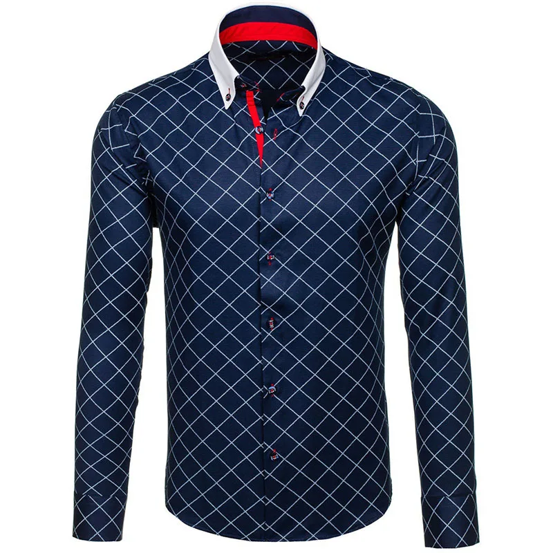 

ZOGAA 2019 New Men Shirt Plaid Casual Slim Fit Formal&Business Men Shirts Spring High Quality Long Sleeve Men Dress Shirt
