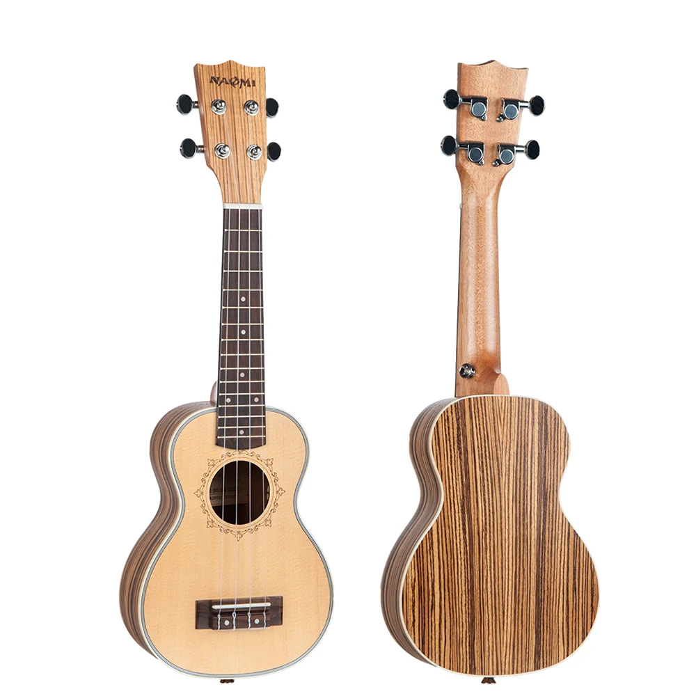 Наоми 21 дюймов укулеле ель Topboard Zebrawood Backboard Rosewood Fretboard Okoume головные уборы Ukeleles для начинающих малышей