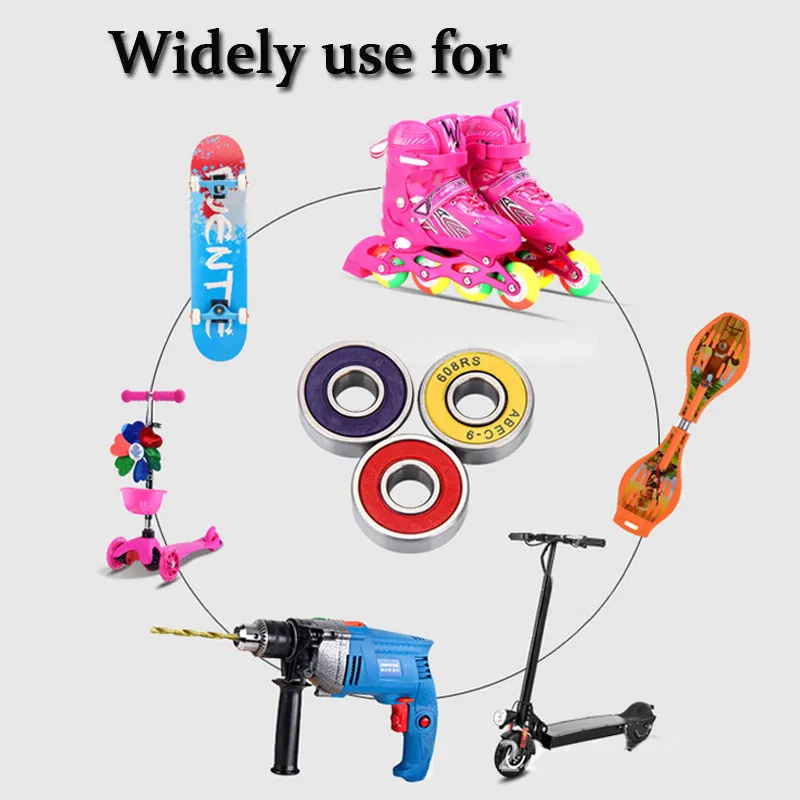 Mayitr 10pcs/set 608zz Rolling Skateboard Longboard Wheel Durable Skate Bearings Roller ABEC-7 Set Red Titanium