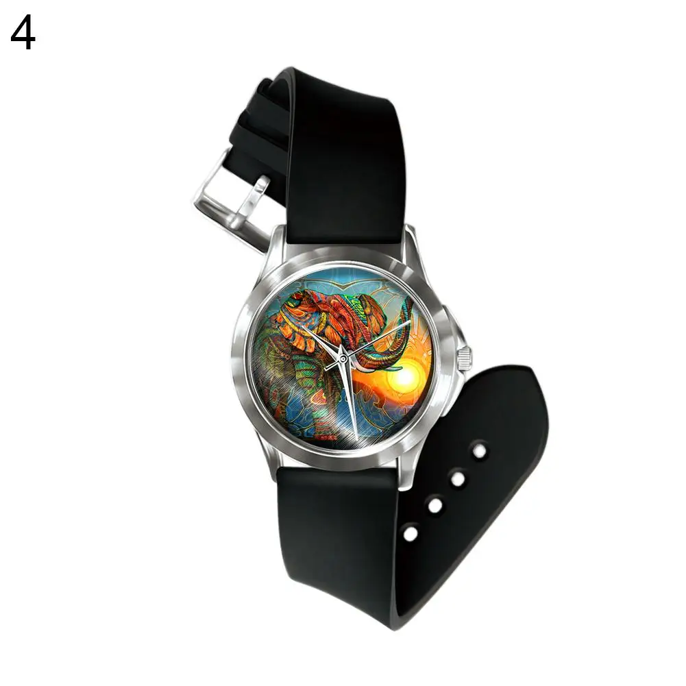 

Newly Fashion Elephant Pattern PVC Band Quartz Men Women Wrist Watch Jewelry Gift relojes de mujer