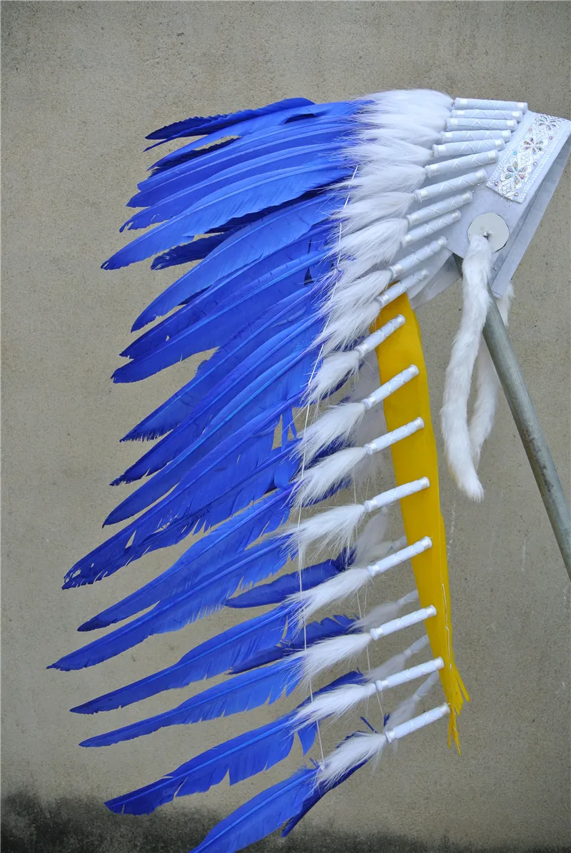

28inch turquoise Chief Indian feather Headdress Native American costume hand made War Bonnet indian headdress feather costume