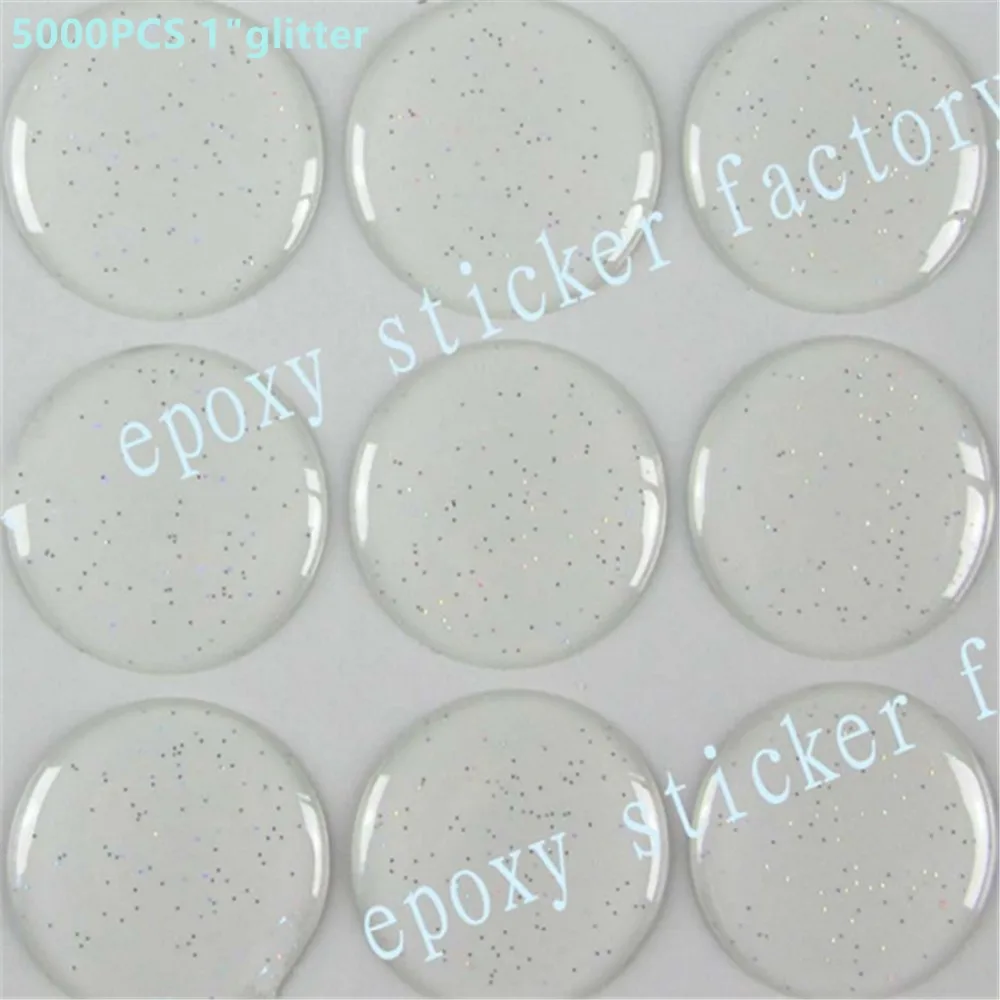 Drop selling 5000 pcs/lot GLITTER EPOXY STICKER 25MM CLEAR BOTTLE CAP