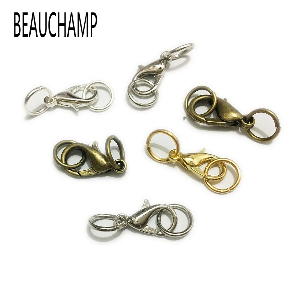 

BEAUCHAMP Necklace End Beads Connector Lobster Swivel Clasps Hooks Jump Rings Crimp Snap Jewelry Cord Textured Bracelet Finding