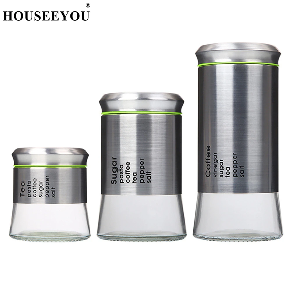 

400/600/850ML Coffee Jar Glass Storage Tank Sugar Tea Spice Candy Jars with Lids Food Storage Container Home Kitchen Organizer