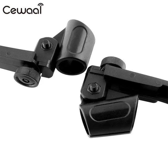 Cewaal 2pcs Adjustable Shockproof Mic Microphone Stand Holder Clips Music Drum Rim Mount Clamp Stander Percussion Studio Black