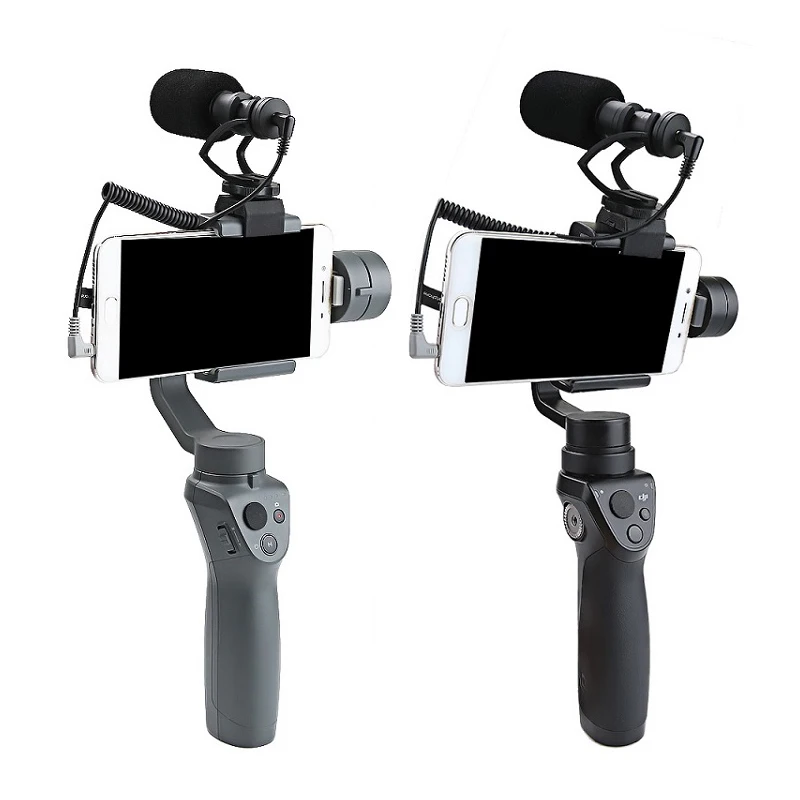 

OSMO Mobile 2 1 Cardioid Directional Condenser Video Microphones Mic + Universal Mount for DJI OSMO Mobile Plus DSLR Camera
