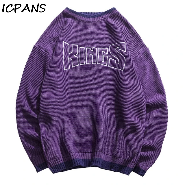 

ICPANS Japanese Fashion Sweater Men's O Neck Loose Pullovers Sweater Male Letter Autumn Winter 2019 Fashion Hip Hops