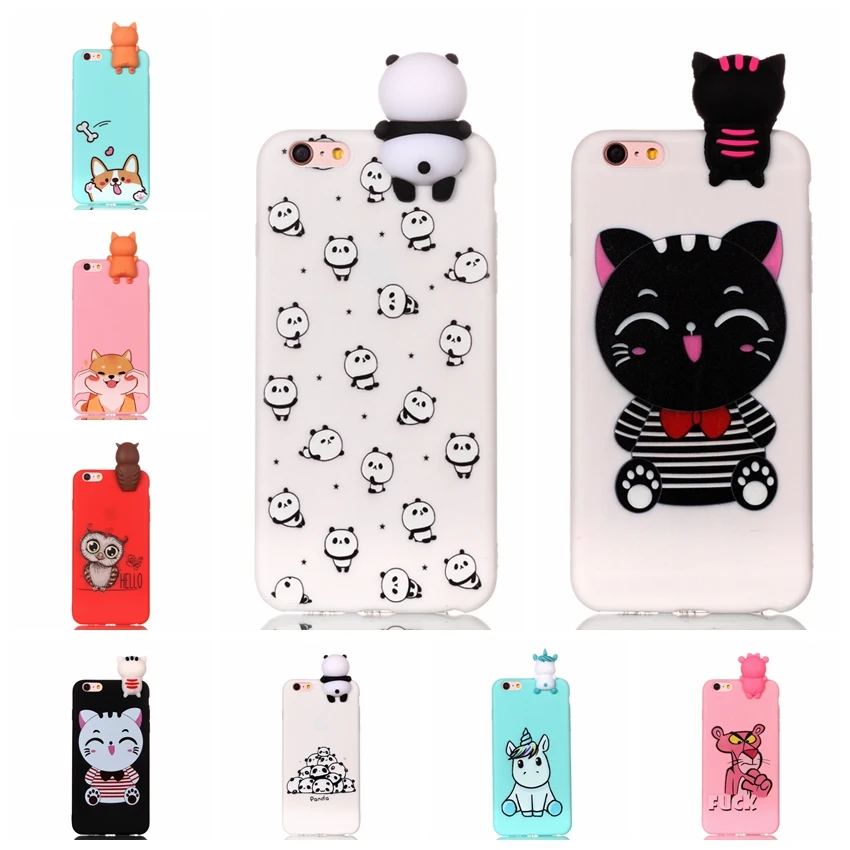 For Coque iPhone 6S Plus Case 3D Cartoon Toy Owl Panda Unicorn Cat Soft Silicon Back Cover 6 S |