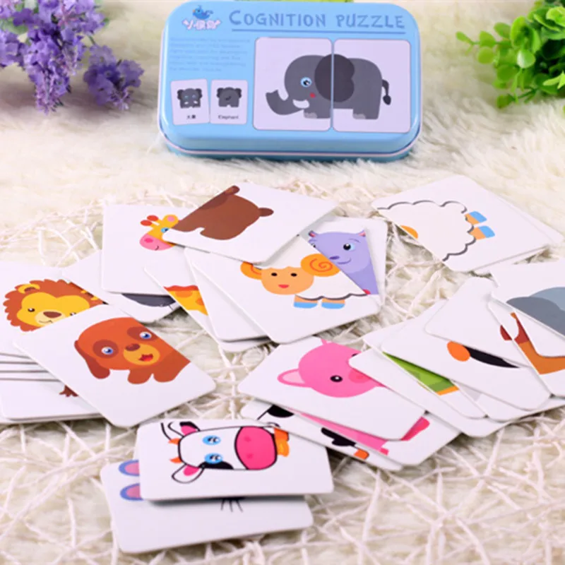 

New Arrival Baby Toys Infant Early Head Start Training Puzzle Cognitive Card Vehicl/Fruit/Animal/Life Set Pair Puzzle Baby Gift