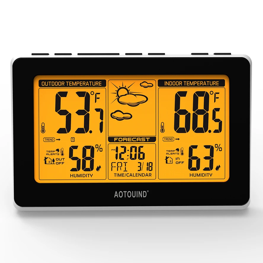 Aotouind Профессиональный Беспроводной метеостанция с крытым термометром и гигрометром декоративные часы для будущих прогноз погоды