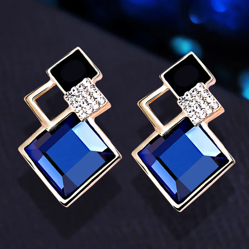 

New Atmospheric Large Gem Earrings Fashion Triangle Square Geometric Three-dimensional Crystal Earrings Female Wild Earrings