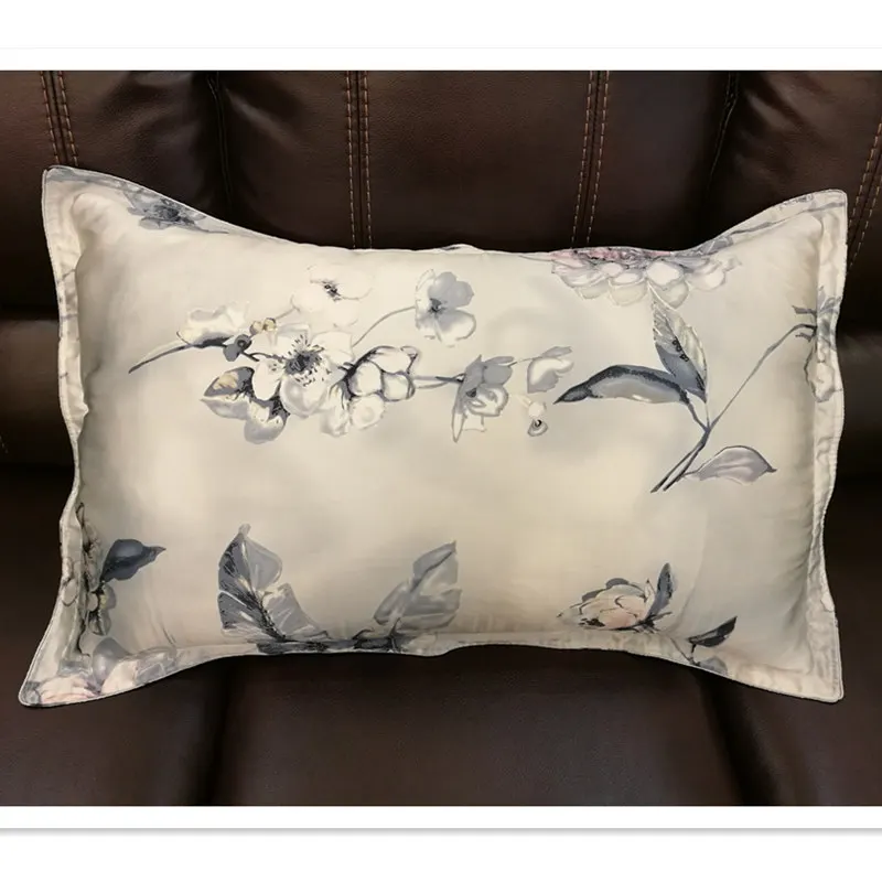 100% silk pillowcase 1pc printed stain fabric 2 sides silk pillow case cover envelope back silk bedding #ls1505-18