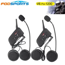 2018 Fodsports Metal clip 2 pcs V6 Pro BT Interphone 1200M Motorcycle Bluetooth Helmet Intercom headset