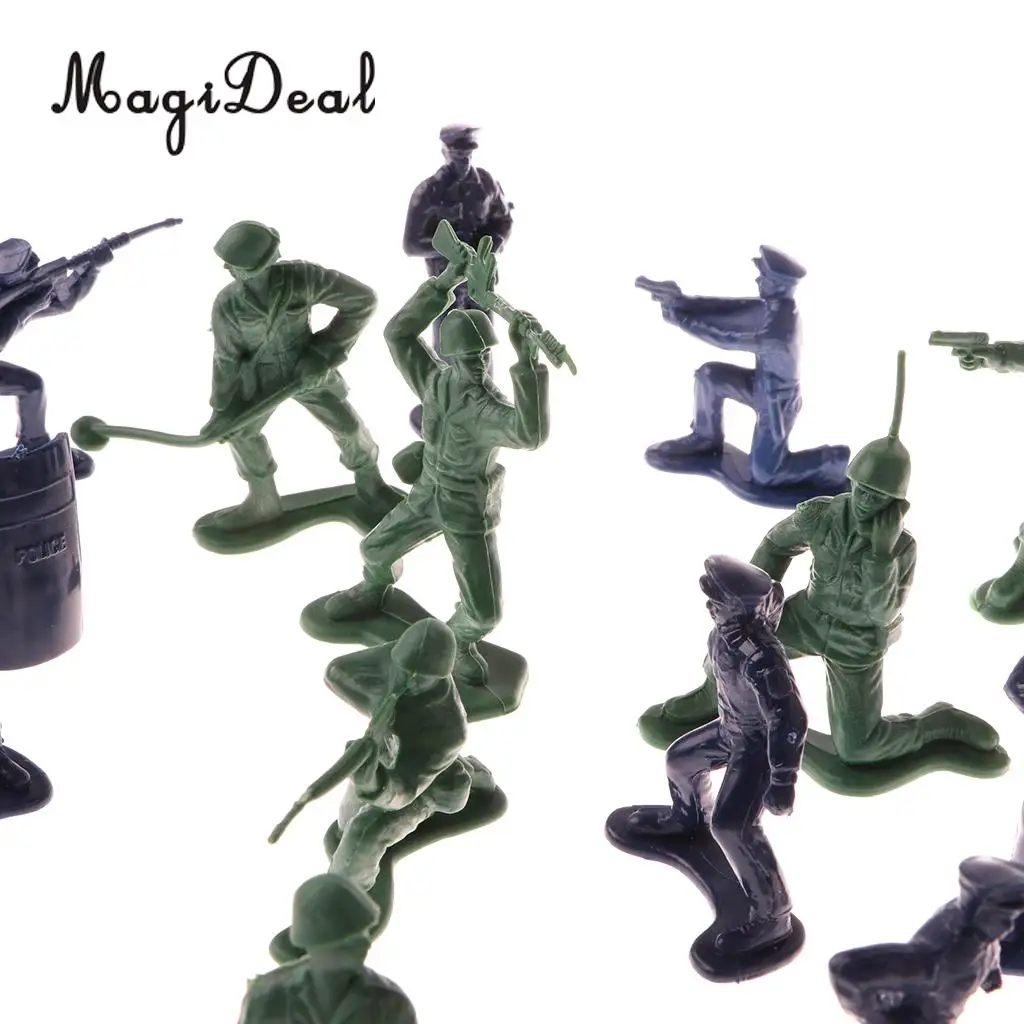 MagiDeal 5cm Plastic Army Men Action Figures Soldiers&Police Toy for Army Sand Scene Landscape Children Boys Toys Cool Gift