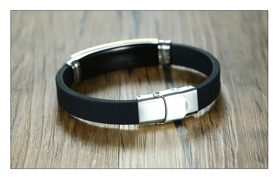 Meaeguet Trendy Stainless Steel Hollow Buds Cross Bracelet For Men Religious Black Rubber Silicone Charm Bracelets  (3)