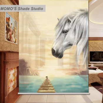 

MOMO Roller Blinds Blackout Design Window Blinds Painting Curtains Roller Shades Thermal Fabric Custom Size, Alice 201-205