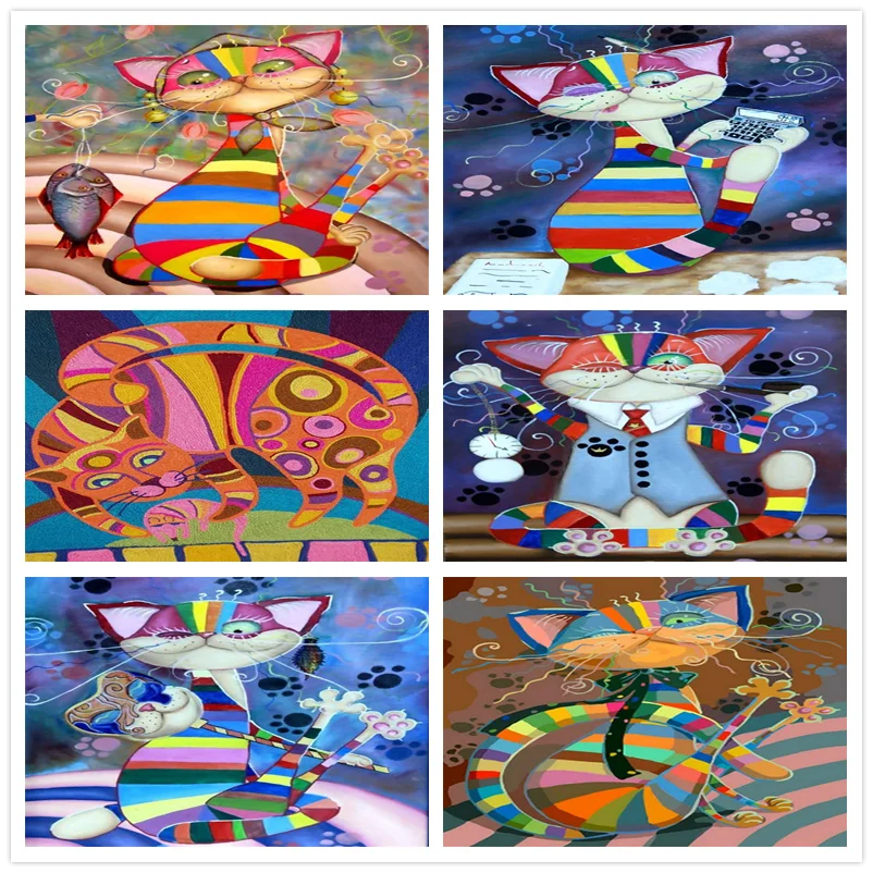 

5D Diamond Painting Colour Cats Cross Stitch DIY Diamond Embroidery Full Diamond Mosaic scenery rhinestones Home Decor love gift