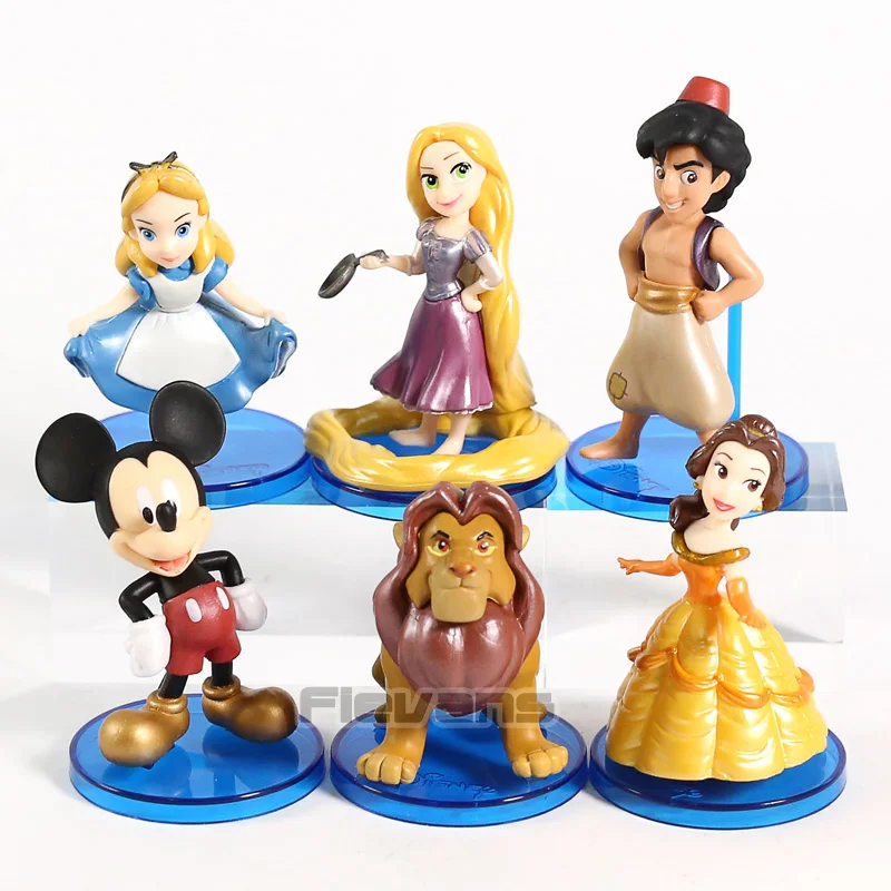 

WCF The Story 00 Alice Rapunzel Aladdin The Lion King Beauty and The Beast Mini PVC Figures Toys 6pcs/set