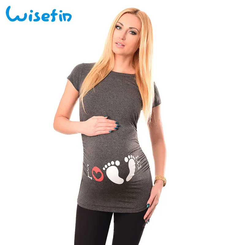 

Wisefin Maternity T-Shirt Women Short Sleeve Tops For Pregnant Casual Maternity Summer Tshirt Funny Pregnancy Clothing Tees Tops