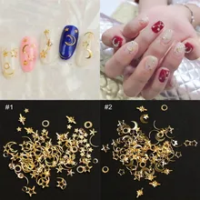

1 Box Metal Rivets Nail Studs Mixed Shapes(Star+Moon) 3D Gold Frame Nail Glitter Rhinestones Jewelry Charms For Nails Tips Decor