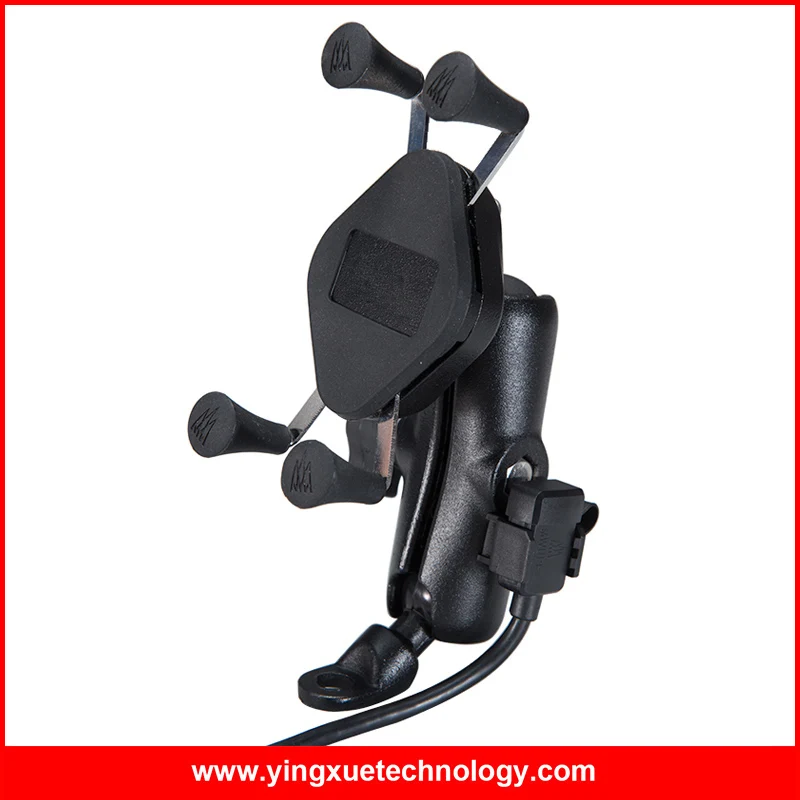 

Universal Motorcycle Rear View Mirror Mount Cell Phone Holder with Dual Water Resistant USB Charger for 3.5-5.5 Inch Smart Phone
