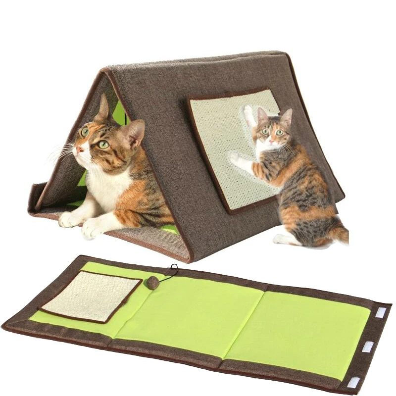 Triangle Cat Lounger Bed Kennel Mat Soft Fiber Pet Cat Warm Soft Bed