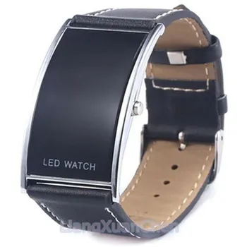 

Men's Watch Men Quartz Wrist Watch Black with Leather Band Strap Square Stainless Steel Case Best Gift For Men