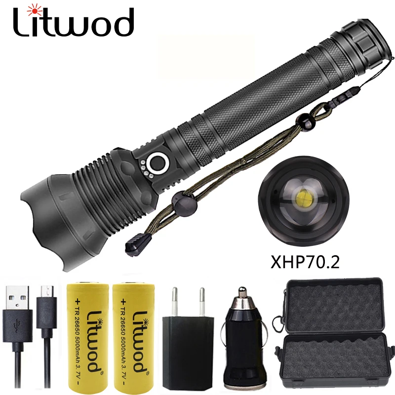 

Litwod Z201282 CREE XLamp XHP70.2 High Powerful Tactical Flashlight torch light 26650&18650 Battery Lantern Camping adventure