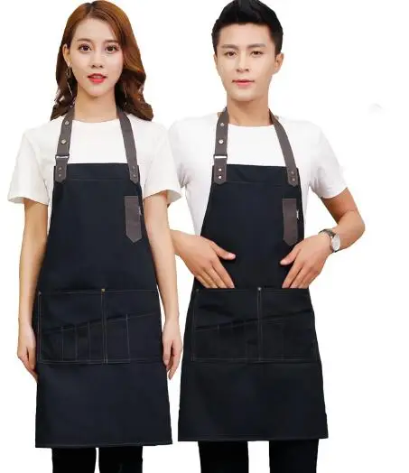 

Korean Bar Flower Art Hairdresser's Work Clothes Restaurant Baking Internet Cafe Canvas Cowboy Sleeveless Apron Custom Logo