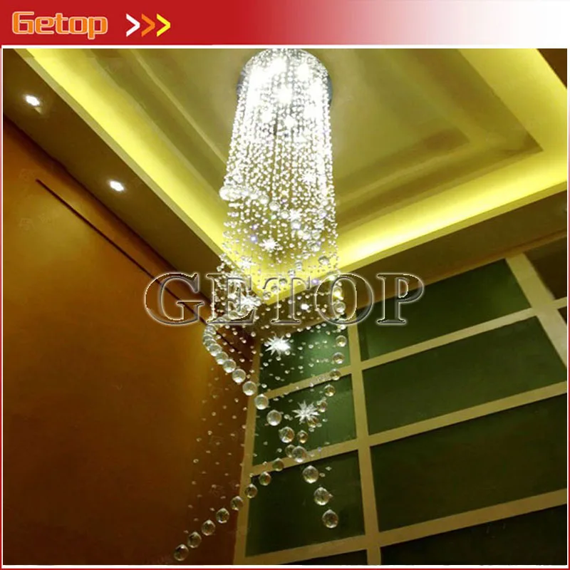 

K9 Crystal Stainless Steel Wire Drawing Hanging GU10 AC LED spirality Chandelier CCC CE LED Included Free Shipping
