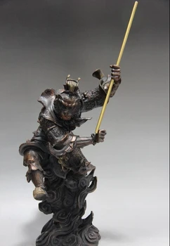 

China Famous Myth Pure Bronze copper Monkey King Sun Wukong Statue Sculpture