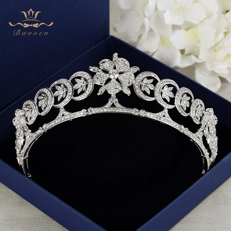 

Bavoen New Arrival European Brides Cubic Zirconia Flower Tiara Headpieces Evening Crystal Crown Hair Accessories