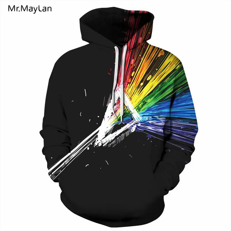 

3D Print Colorful Flashlight Triangle Men Women Hoodies Hipster Pullover Hooded Sweatshirts Tops Tracksuits Spring Autumn Coat