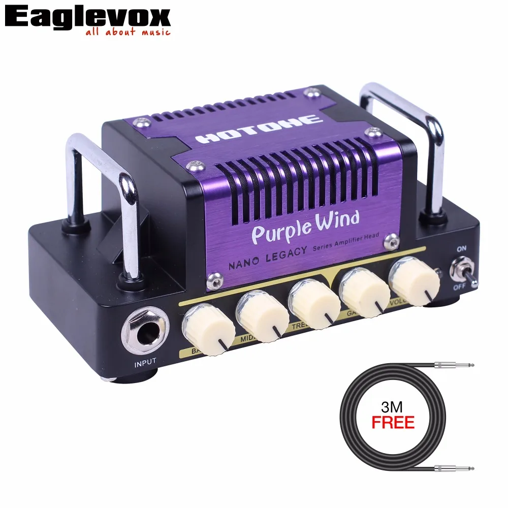 Hotone Purple Wind 5 Watts Class AB Guitar Amplifier Head 3 Band EQ FX LOOP Headphone output Aux In with Free 3m Cable