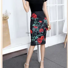 Женская летняя стильная юбка-карандаш, женская зеленая юбка с высокой талией, винтажная элегантная облегающая юбка миди с цветочным принтом