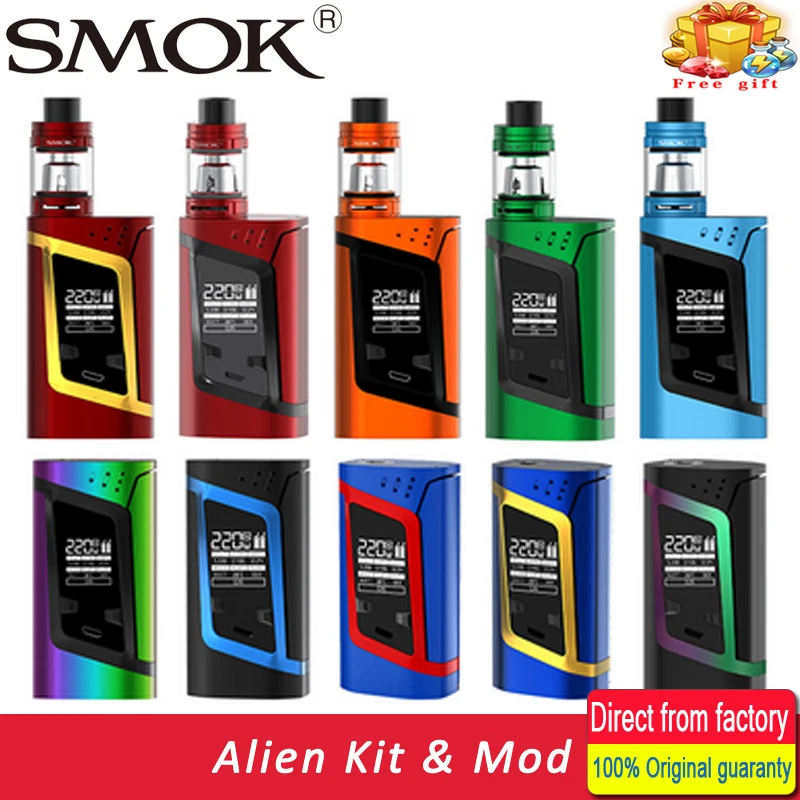 Buy Original Smok Alien Kit Alien 220W Box Mod with 3ml TFV8 Baby Tank e Electronic Cigarette