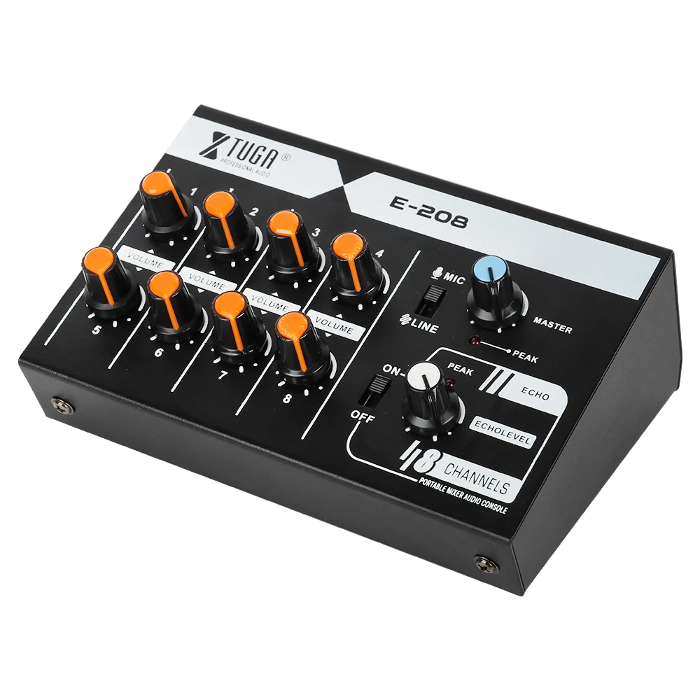 XTUGA E 208 Ultra compact Low Noise 8 Channel Mono Mixer for Guitar keyboard mic bass